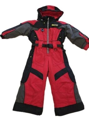 Obermeyer OBXtreme Kids I-Grow Snow Suit Size 3 Hooded Red Black Ski Intact